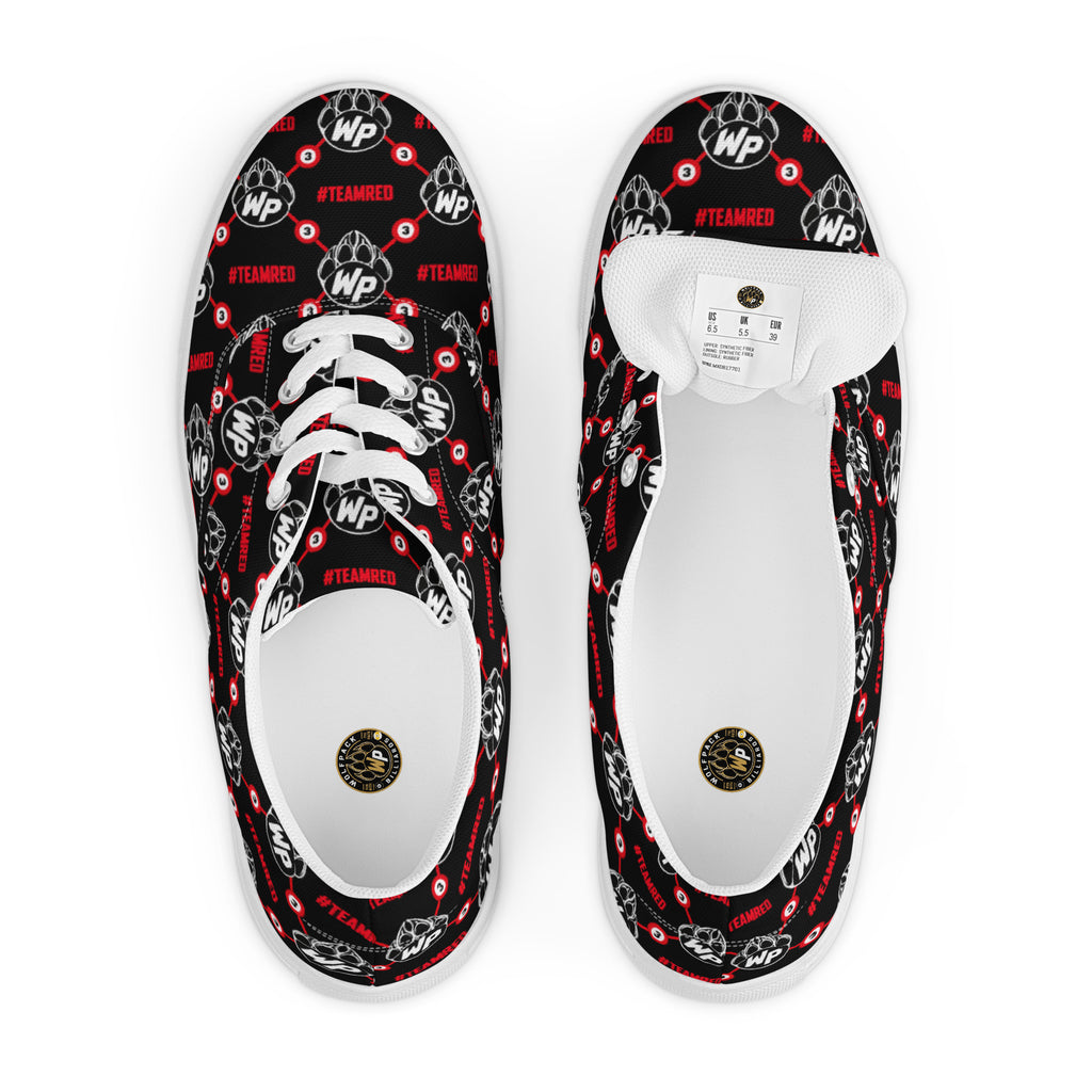 #TEAMRED Women's Lace-Up Canvas Shoes // Black & White, front view