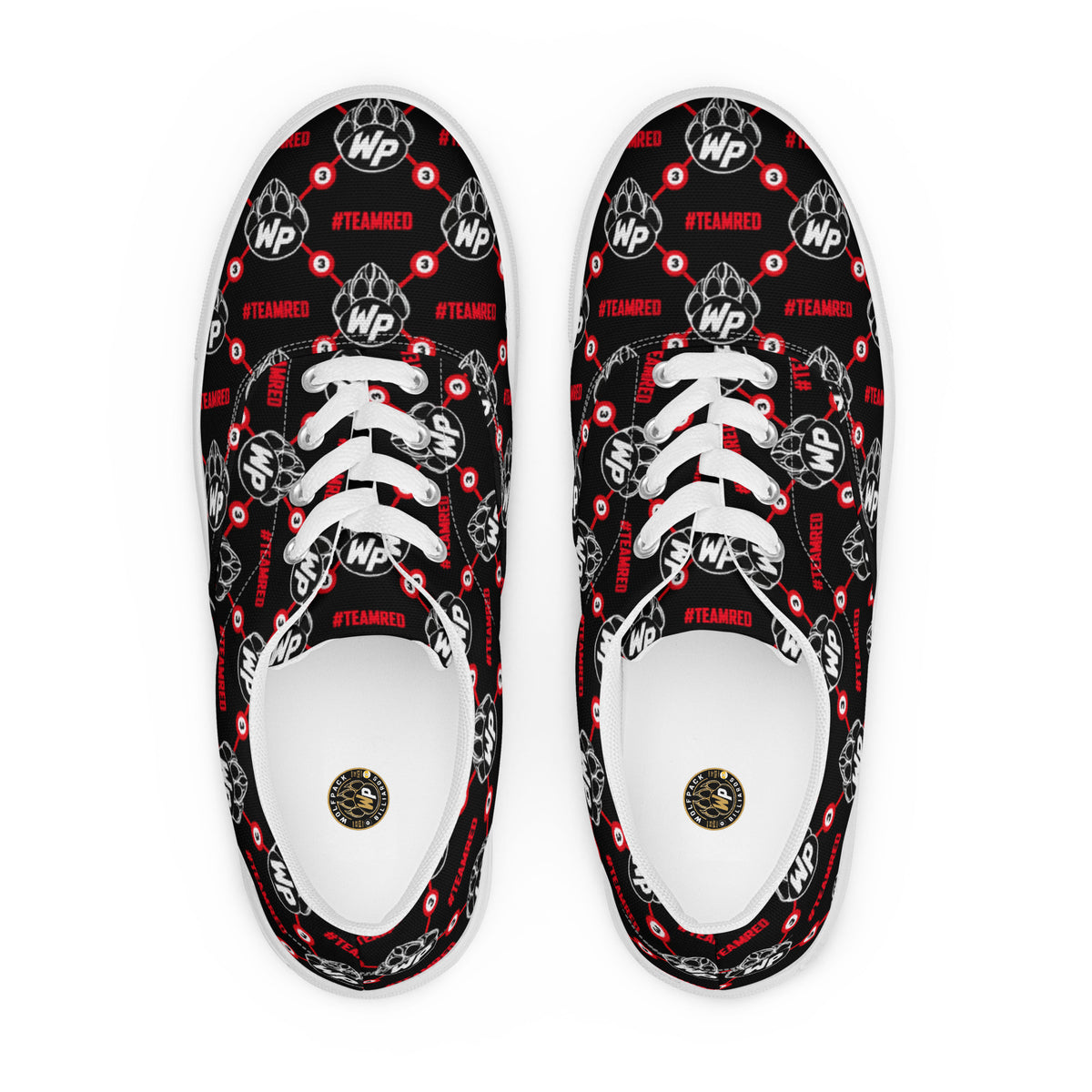 #TEAMRED Women's Lace-Up Canvas Shoes // Black & White, front view