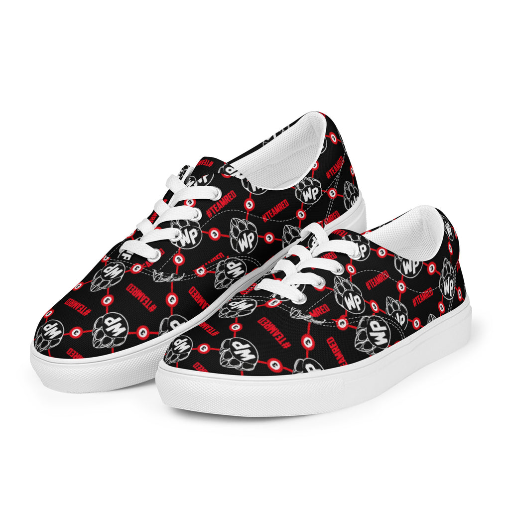 #TEAMRED Women's Lace-Up Canvas Shoes // Black & White, front view