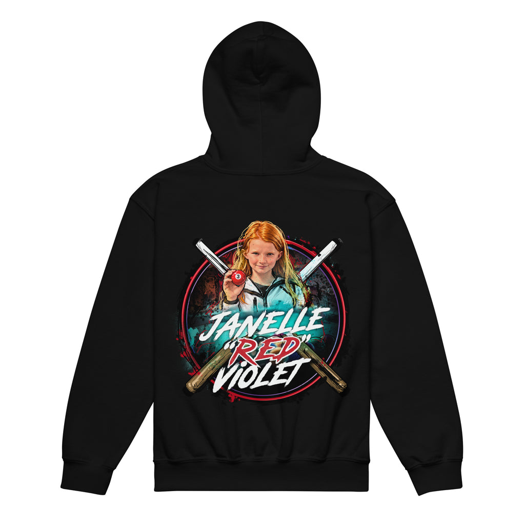 Janelle "Red" Violet Youth Hoodie, back view