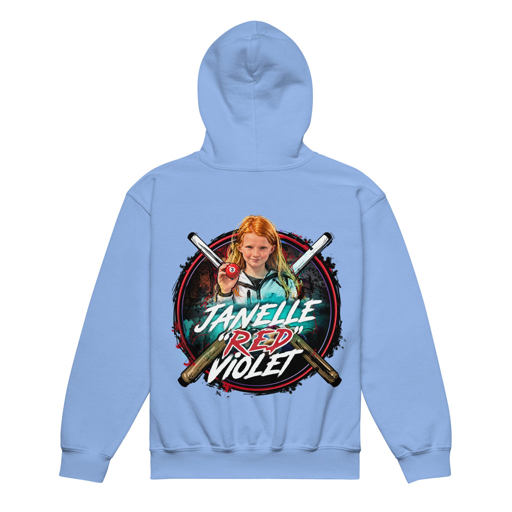 Janelle "Red" Violet Youth Hoodie, back view