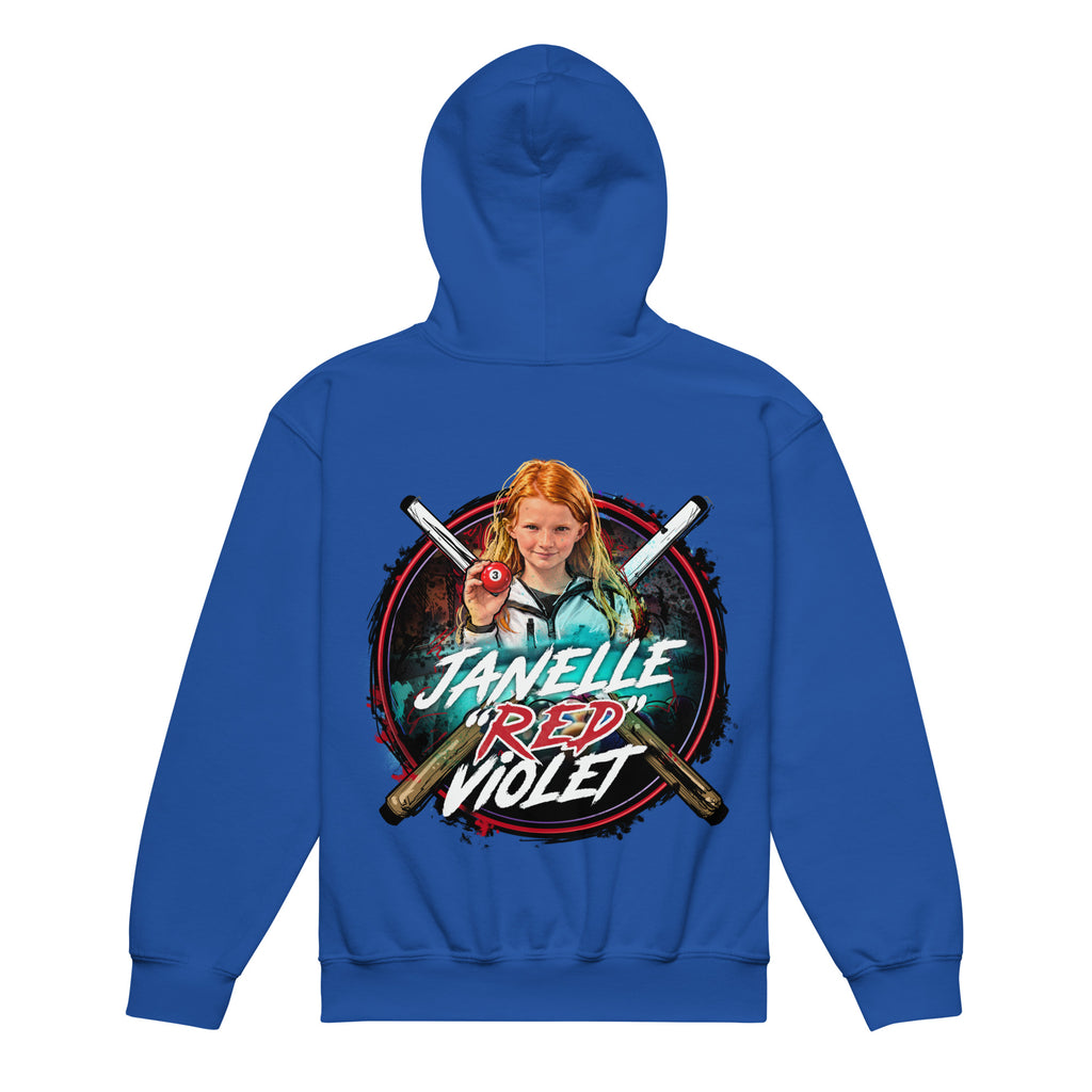 Janelle "Red" Violet Youth Hoodie, back view