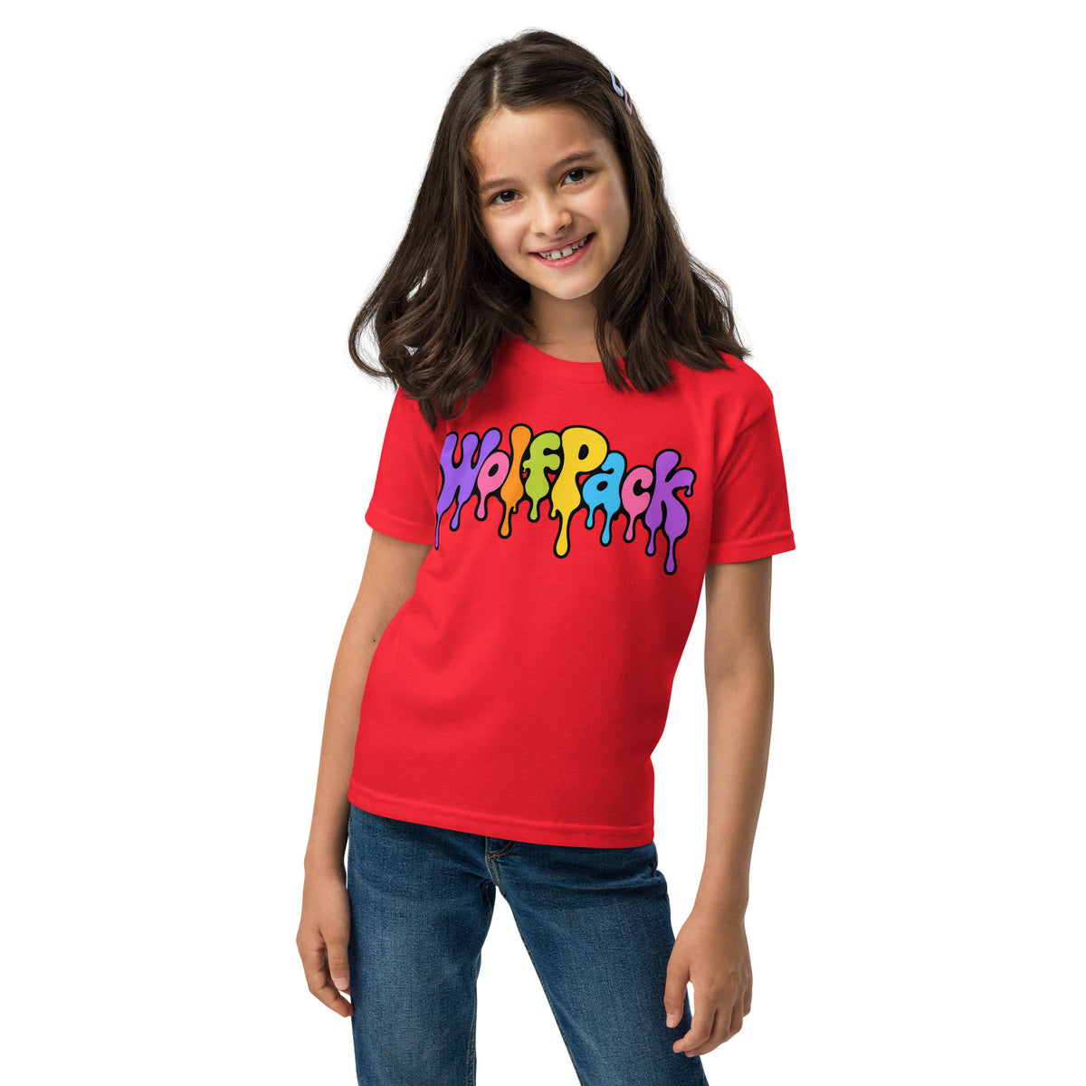 Janelle "Red" Violet Youth Tee, front view