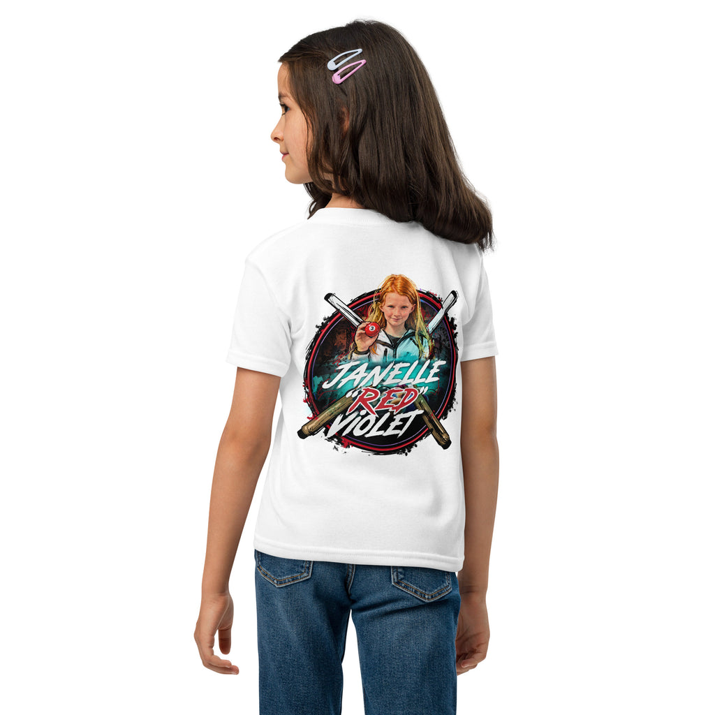Janelle "Red" Violet Youth Tee, back view