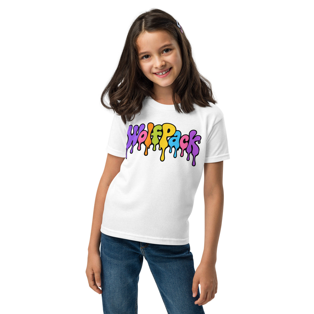 Janelle "Red" Violet Youth Tee, front view